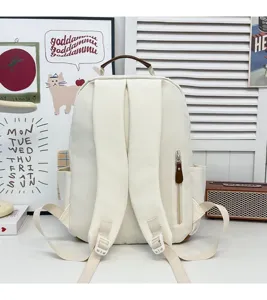 Zaino in tela minimalista tinta unita borsa scolastica casual per studenti