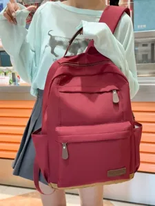 Zaino casual minimalista a tinta unita in stile coreano con grande capacita per donne.