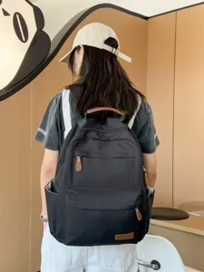 Zaino da donna minimalista casual in tinta unita stile coreano grande capacità per la scuola
