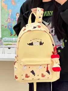 Japanese ins cartoon cat backpack cute student school bag large capacity casual travel daypack for women