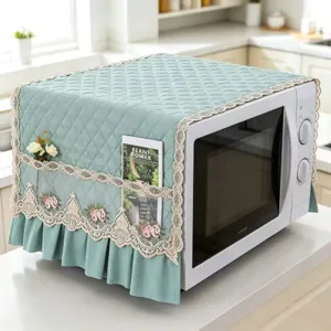 Housse de protection anti-poussière matelassée pour micro-ondes avec poches, vert menthe.