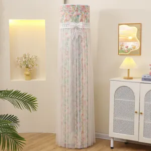 Housse de Climatiseur Cylindre en Dentelle Florale Étui de Protection Anti-Poussière Pour Unités Verticales Style Pastoral