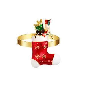 Christmas stocking napkin ring gold metal holiday table decor hotel dinner table setting