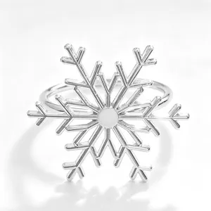Silver snowflake napkin ring for Christmas party table decor metal napkin holder detail