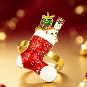 Christmas stocking napkin ring metal table decor holiday party dinner table setting