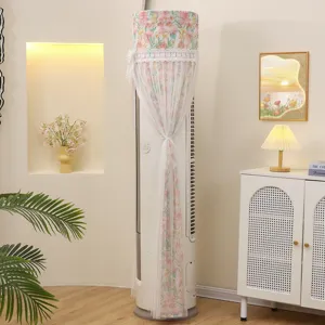 Housse de protection anti-poussière pour climatiseur vertical tissu floral et dentelle