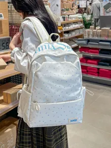 Korean style ins fashion versatile polka dot women backpack large capacity school bag