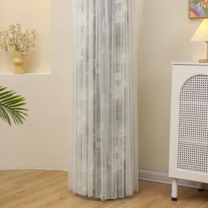 Housse de protection anti-poussière pour climatiseur vertical avec motif floral en dentelle.