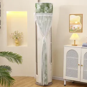 Housse anti-poussière pour climatiseur vertical design floral vert dentelle élégant