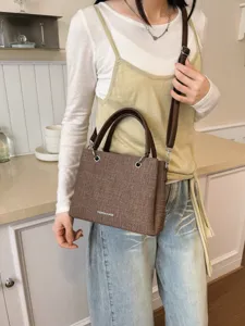 Bolso tote informal de estilo coreano para mujer, bolso de hombro texturizado con asas.
