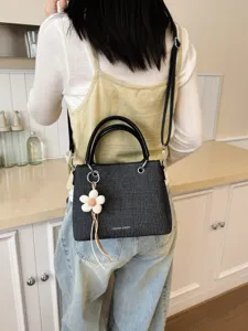 Bolso cruzado elegante de mujer pequeño bolso de mano casual con colgante de flor