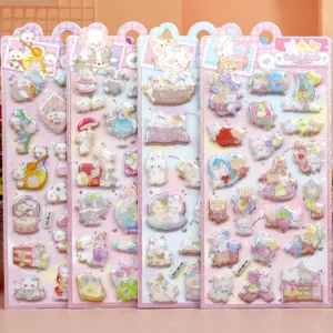 Cute 3D Foam Stickers For Kids Cartoon Animal Starry Glitter DIY Decorative Stickers For Scrapbooking School Office Supplies