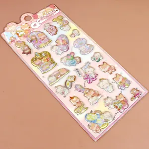 Cute 3D glitter foam cartoon animal stickers for kids DIY crafts and scrapbooking decor.