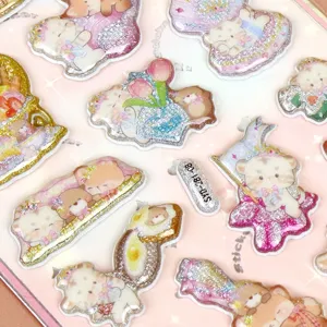 Cute 3D puffy glitter cartoon animal stickers for kids DIY crafts and scrapbooking decor.