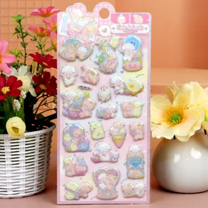 Cute 3D puffy foam stickers for kids, cartoon animals sparkling design DIY scrapbooking.