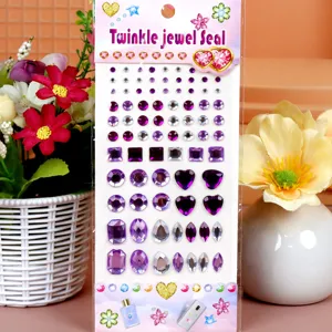 Acrylic rhinestone stickers crystal diamond face gems for DIY crafts and phone decor.