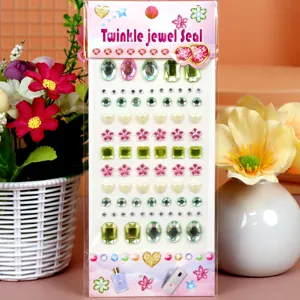 Acrylic rhinestone stickers, heart plum blossom and round diamond decals for phone and face DIY.