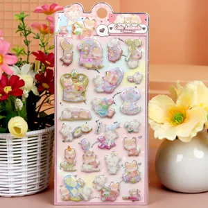 Kids 3D puffy foam stickers cute animal glitter sticker sheet for DIY craft decoration