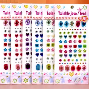 Acrylic rhinestone stickers colorful gem face stickers DIY mobile phone decorative stickers