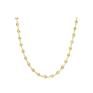 Elegant gold-tone heart link necklace, dainty clavicle chain for women daily chic style.