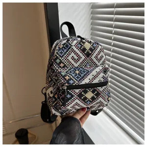 Koranischer ethnischer Stil Mini Rucksack Freizeit vielseitige gewebte Damen Schultertasche