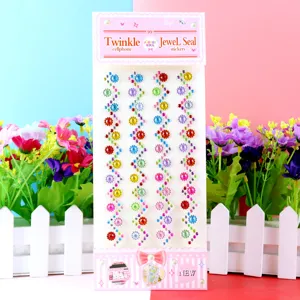 Colorful acrylic rhinestone stickers for kids DIY crafts, sparkling 3D diamond sticker sheet.