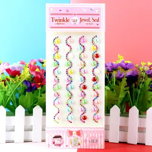 Acrylic pearl crystal diamond rhinestone stickers sheet for kids DIY craft decoration main item.