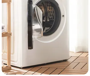 Voorlader wasmachine gedetailleerd overzicht, modern huishoudelijk apparaat thuis.