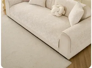 Cream style chenille sofa cushion cover, four seasons universal simple non-slip living room protector.