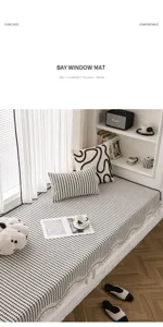 Coussin de Fenêtre en Chenille Motif Pied-de-Poule pour Salon et Décoration Intérieur
