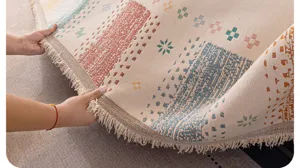 Dopamine sofa blanket cover, colorful knitted throw with fringe for all seasons home decor.
