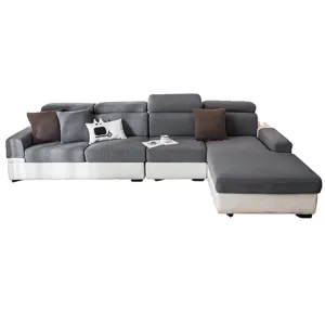 Housse de canapé d'angle élastique universelle, ensemble de canapé moderne en L avec coussins.
