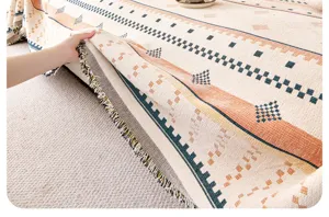 Nordic Boho Woven Sofa Cover Blanket Geometric Tassels Living Room Home Decor 1pc