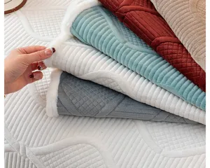 Vue detaillee du coussin de sofa brode super doux et epais, bordure en peluche, decor d'hiver.