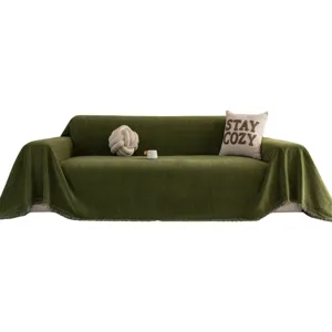 Fundas de sofa de chenilla verde oscuro manta cubierta moderna lujo protector de muebles