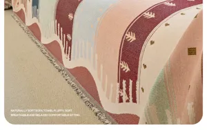 Chenille Sofatuch Detailaufnahme, bunte gewebte Sofabezug Decke für Wohnzimmer.