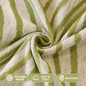 Copridivano in ciniglia a righe vintage, coperta morbida e traspirante di alta qualità.