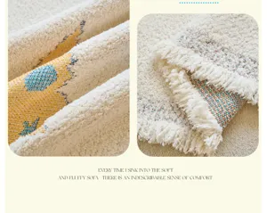 Plush sofa cover blanket with fringe detailed texture and soft fabric for home living room decor