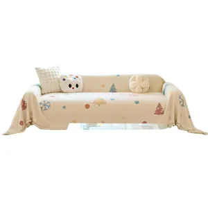 Cartoon fleece sofa cover blanket all season universal couch slipcover throw protector.