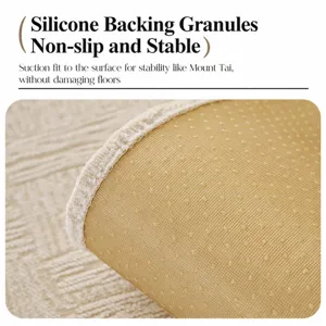 Cream chenille sofa cushion with anti-slip silicone backing for living room main view