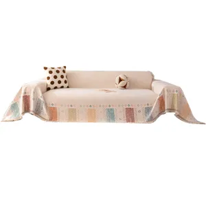 Vibrant dopamine style sofa blanket cover multi-colored geometric pattern all-season couch protector.