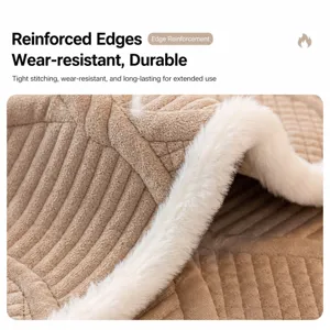 Housse de coussin de canapé en peluche épaisse avec design antidérapant et broderie élégante hiver