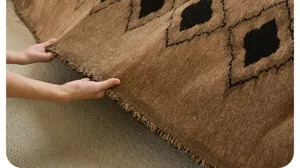 Retro furry yarn sofa cover throw blanket with delicate fringe detail, thick textured design.
