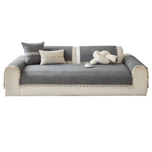 Chenille sofa cover anti-slip ruffle textured couch cushion slipcover for living room