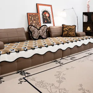 Non-Slip Chenille Sofa Cover Cushion For Living Room Universal Retro Butterfly Pattern Furniture Protector Soft Jacquard Sofa Mat