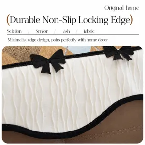 Anti-slip chenille sofa cushion with exquisite bow decoration and fine stitching for living room.