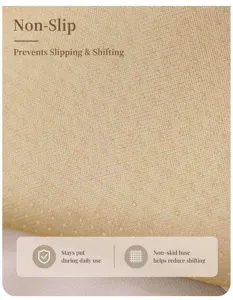 Vue détaillée de coussin de canapé en polaire épaisse antidérapant avec picots silicone.