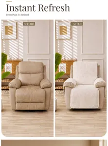 Housse de fauteuil en velours epaissi confortable chaude en peluche antiderapante