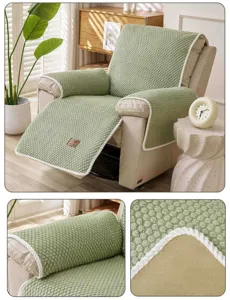 Housse de fauteuil relax en peluche, protège-fauteuil massant chaud et épais avec bord blanc.