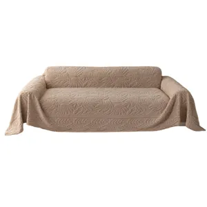 Fodera per divano in peluche addensato, copridivano autunnale e invernale, beige.